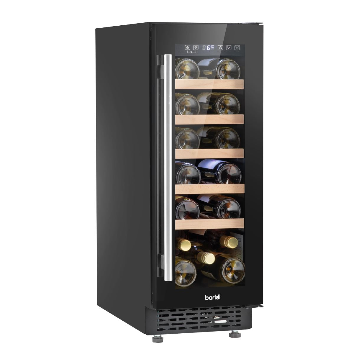 Sealey Baridi 20 Bottle Slim 30cm Built-In Wine Cooler, Touchscreen Controls, Black DH203