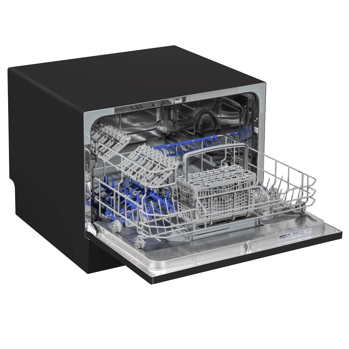 Baridi Compact Tabletop Dishwasher 6 Place Settings, 6 Programmes, 6.5L, Black