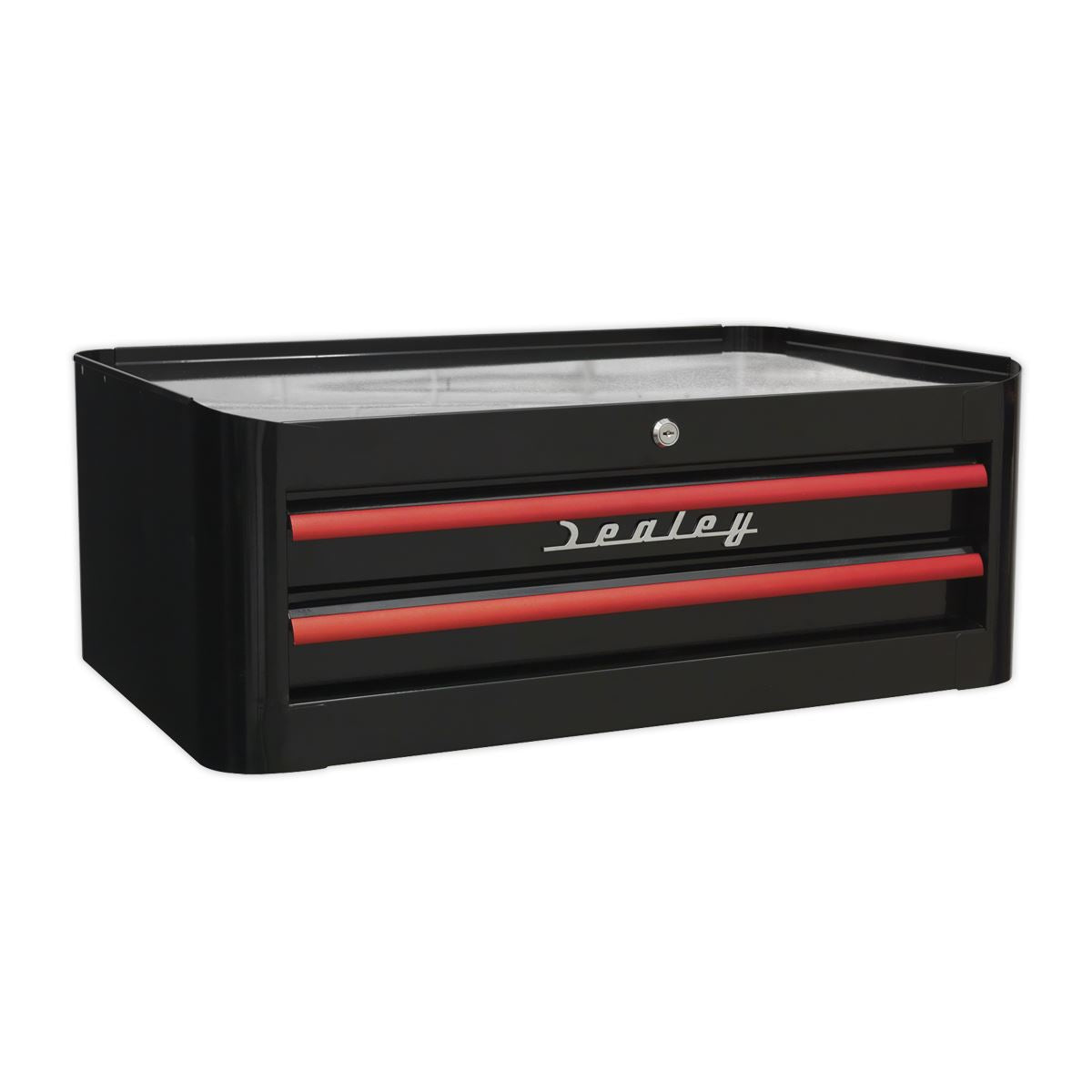 Sealey Mid-Box 2 Drawer Retro Style - Black/Red Anodised Draw Pulls AP28102BR