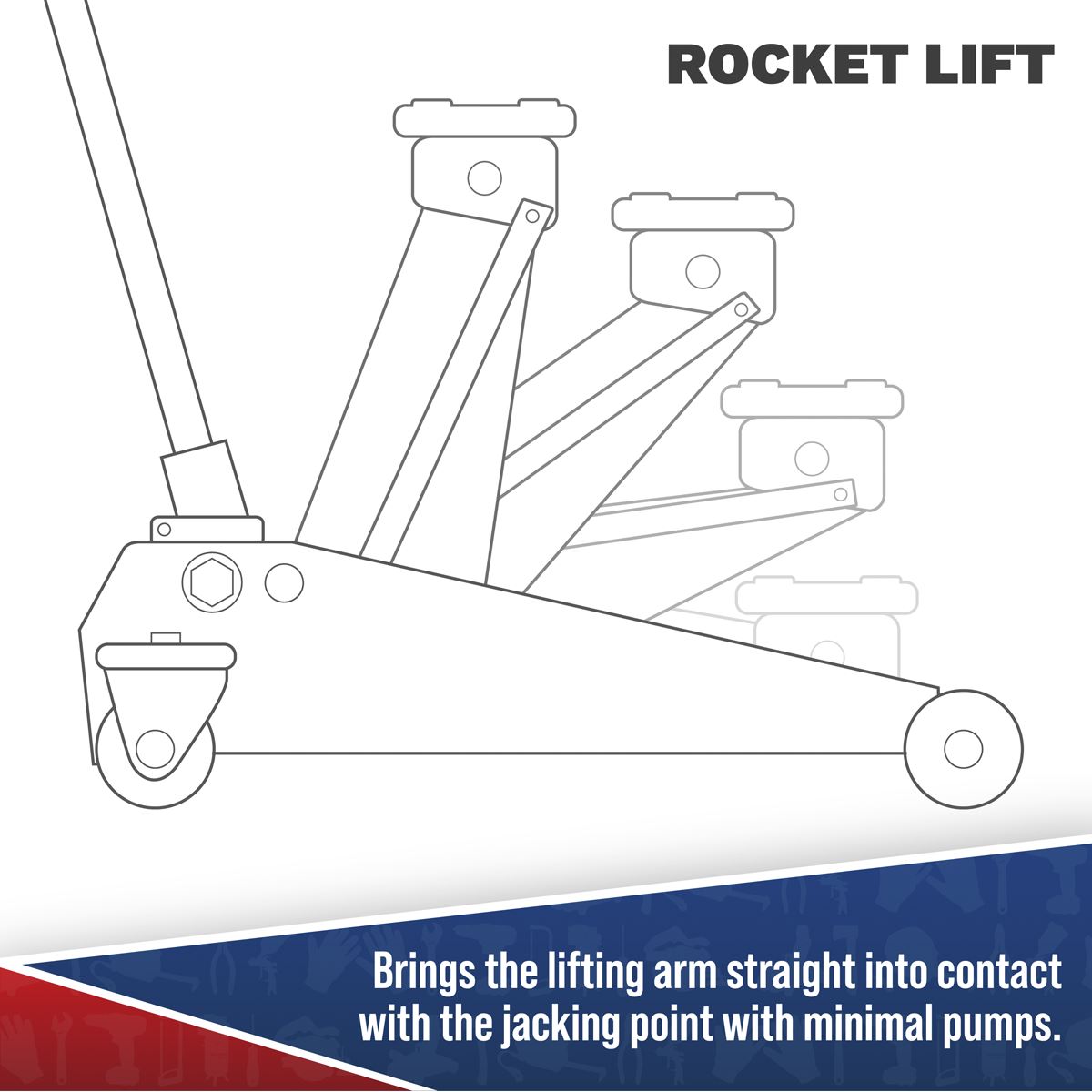 Sealey Viking 2 tonne Low Entry Long Reach Trolley Jack with R/Lift 2100TB