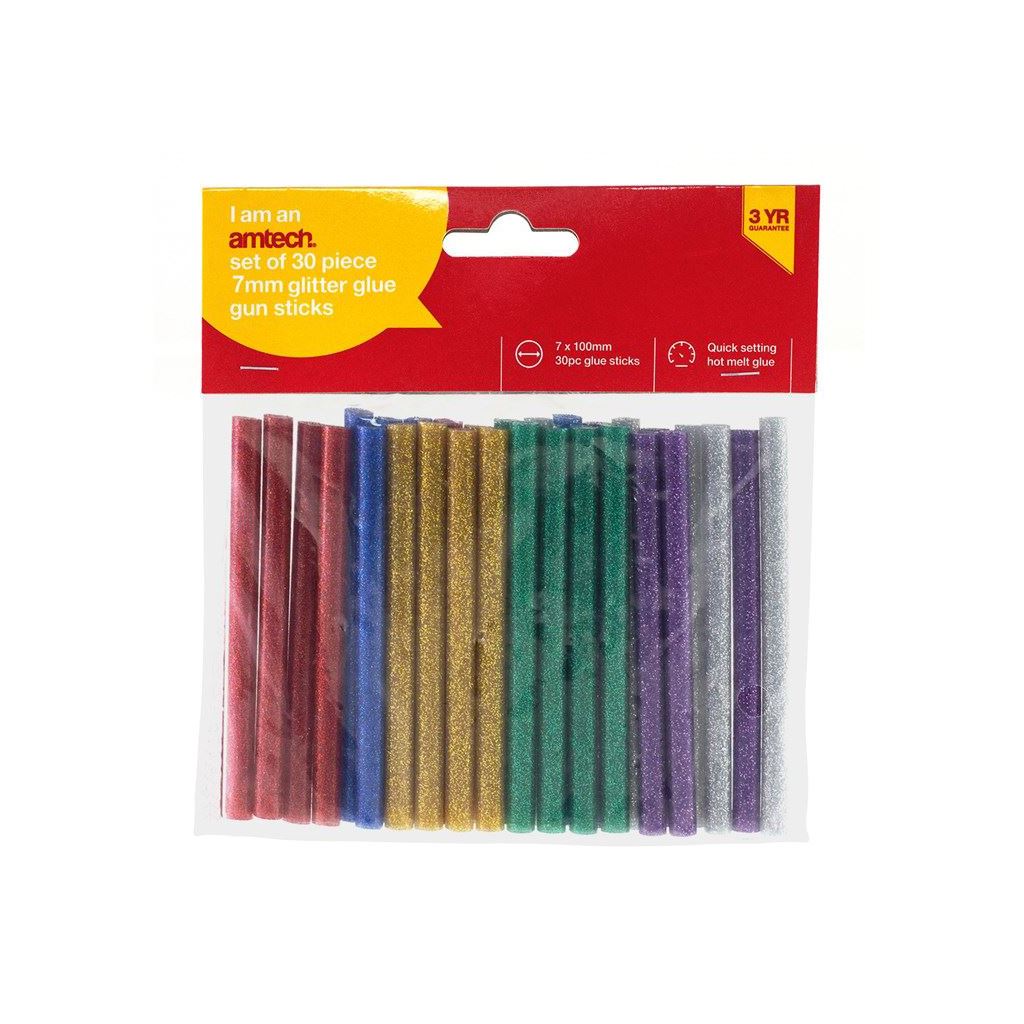 30x 7x100mm Glitter Hot Melt Glue Adhesive Sticks For Heating Gun Art Bond - S1875