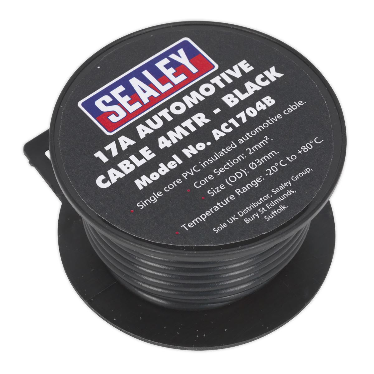 Sealey Automotive Cable Thick Wall 17A 4m Black AC1704B