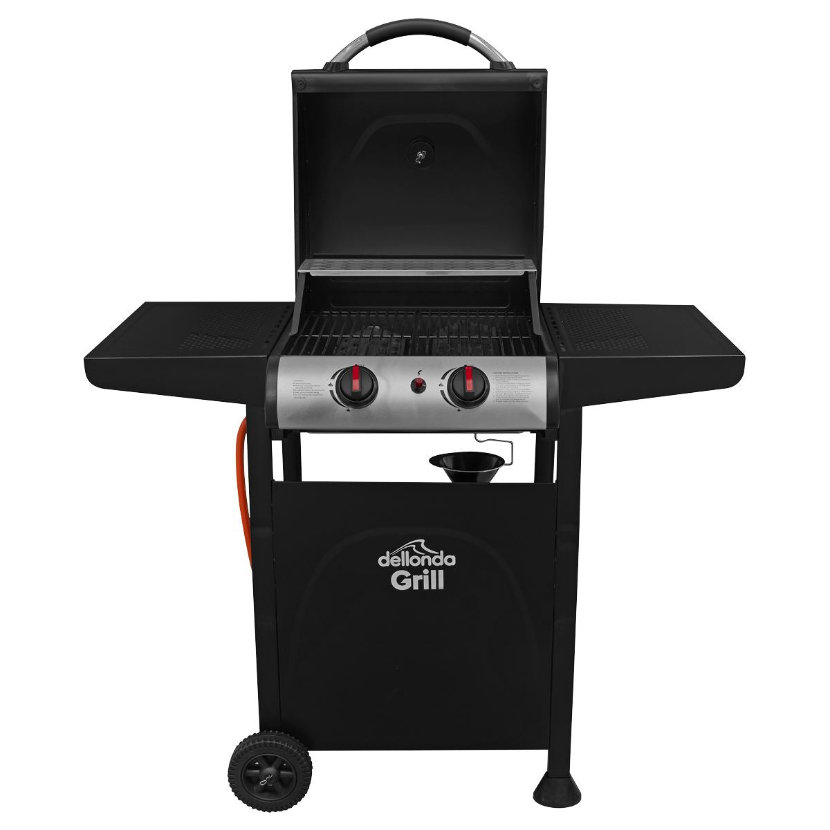 Dellonda 2 Burner Gas BBQ Grill with Ignition & Thermometer - Black/Stainless Steel DG13