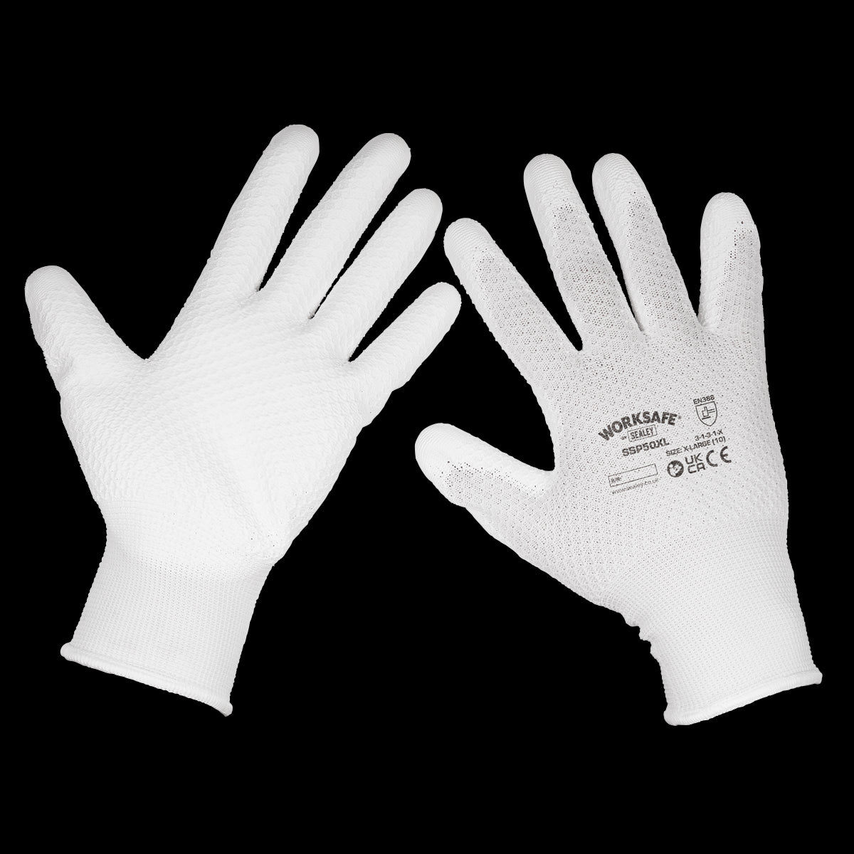 Worksafe White Precision Grip Gloves - (X-Large) - Box of 120 Pairs SSP50XL/B120