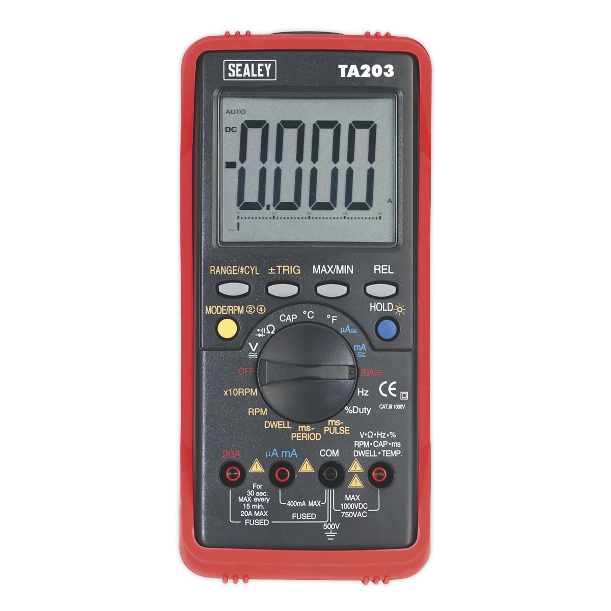 Sealey Digital Automotive Multimeter 15-Function Bar Graph/PC Link TA203