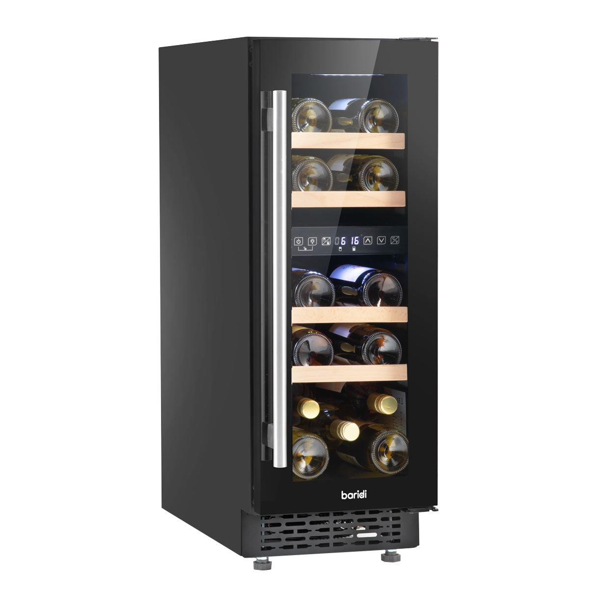 Sealey Baridi 17 Bottle Dual Zone Slim 30cm Wine Cooler, Touch Screen, Black DH204