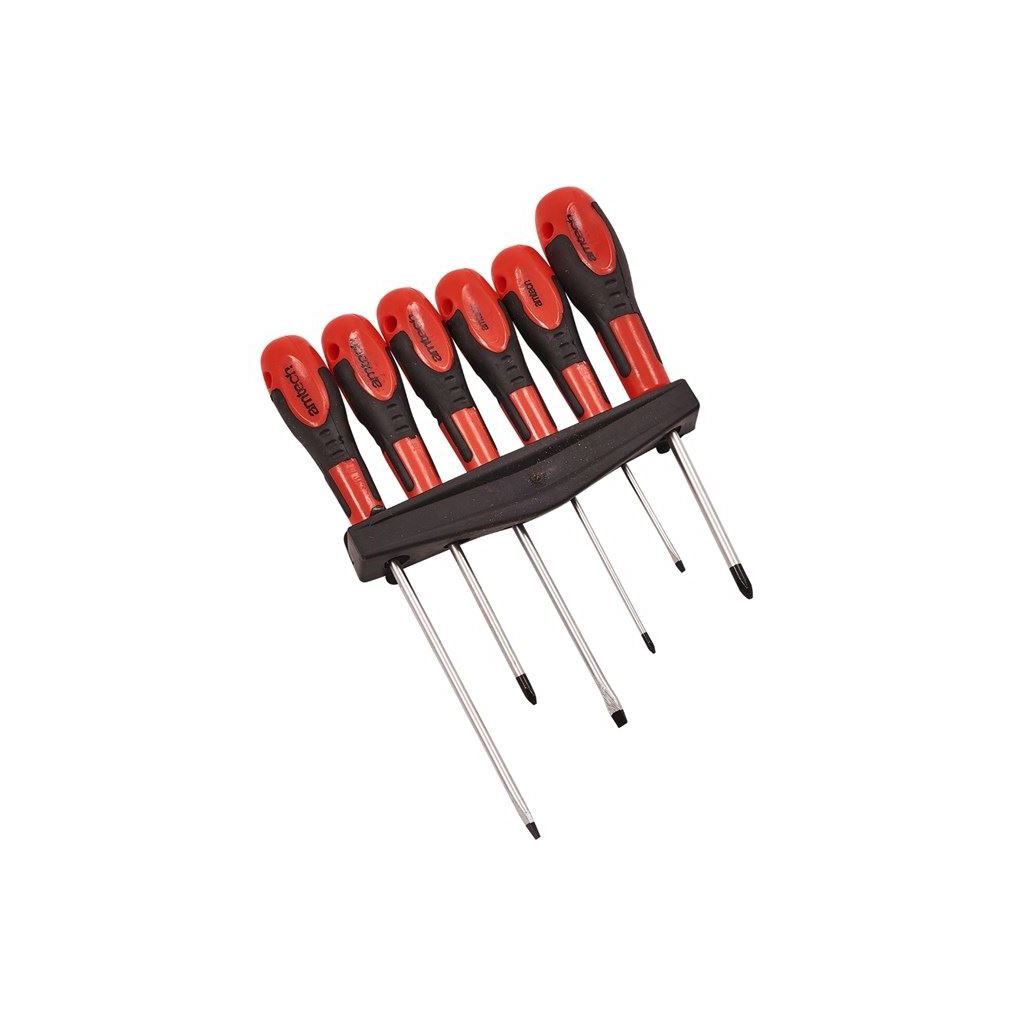 Amtech 6 Piece Ph1 Ph2 Ph3 Screwdriver Set & Wall Rack Slotted Phillips - L1190