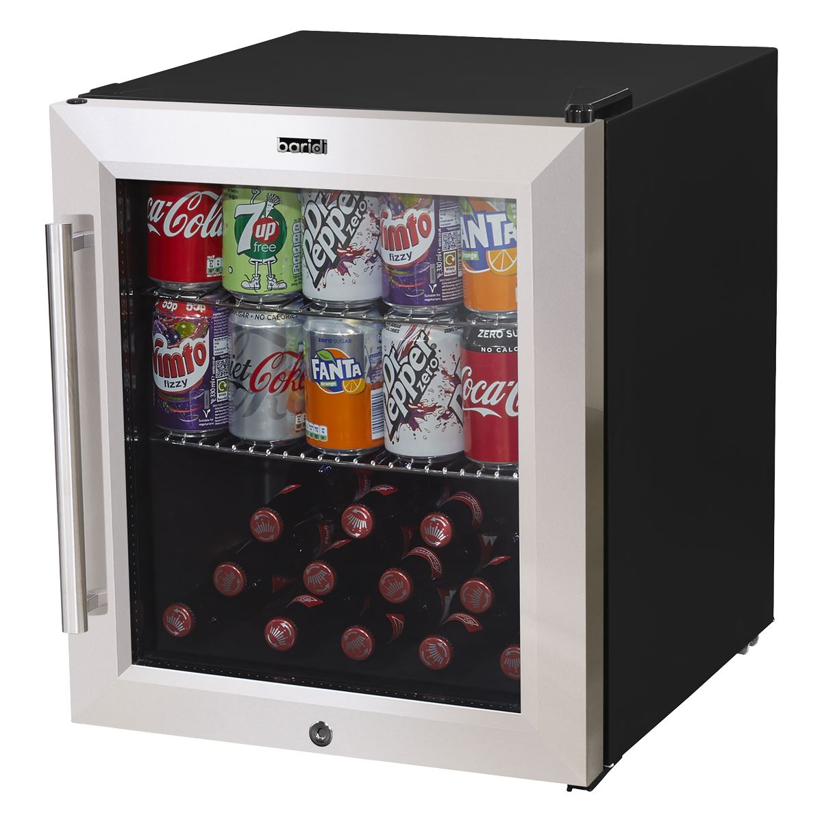 Baridi 50L Tabletop Drinks Fridge, Mini Beer Cooler, Glass Door, Stainless Steel DH75