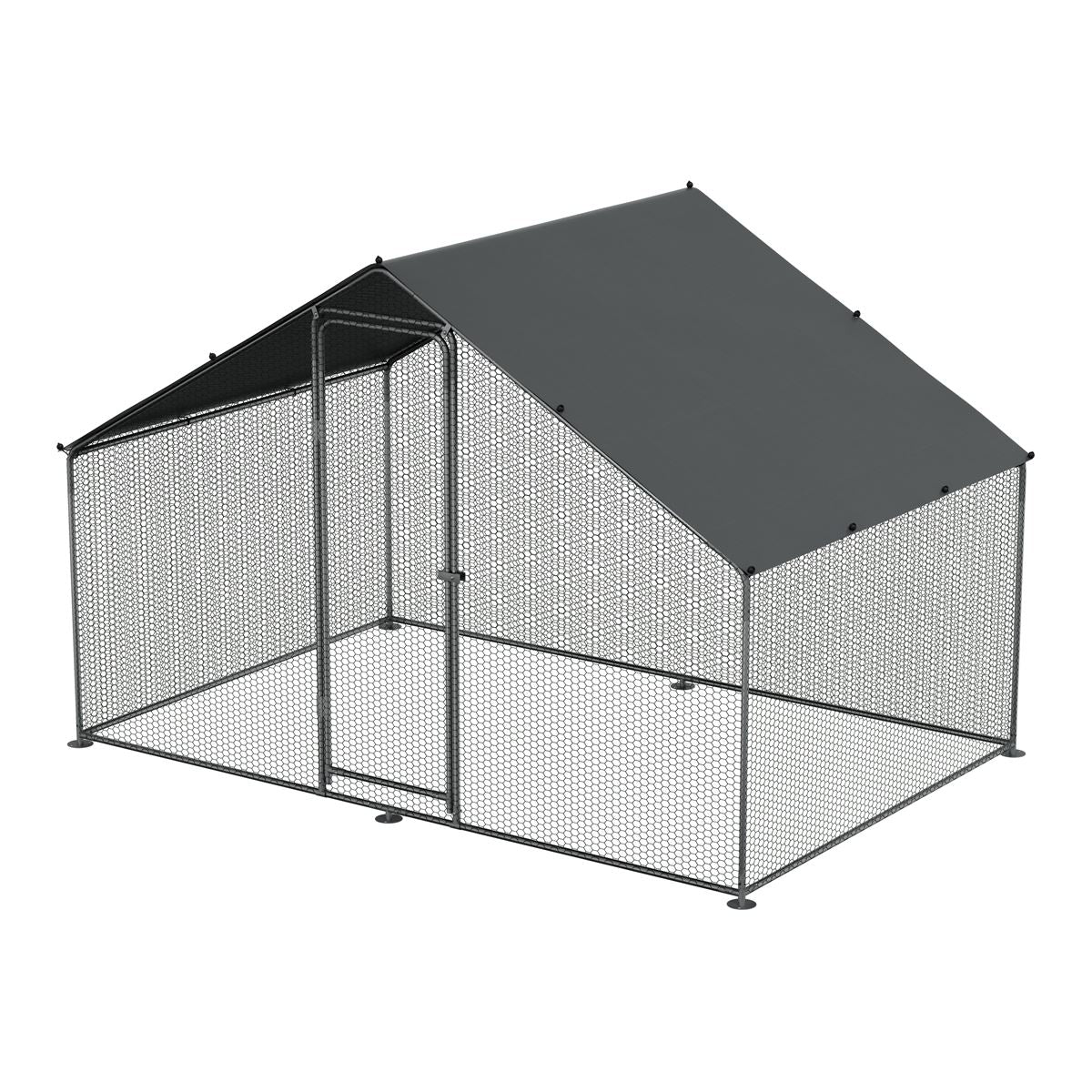 Dellonda 3x2x2m Walk-In Chicken Run, Galvanized Steel, Roof Cover, PVC Coated Chicken Wire DG278