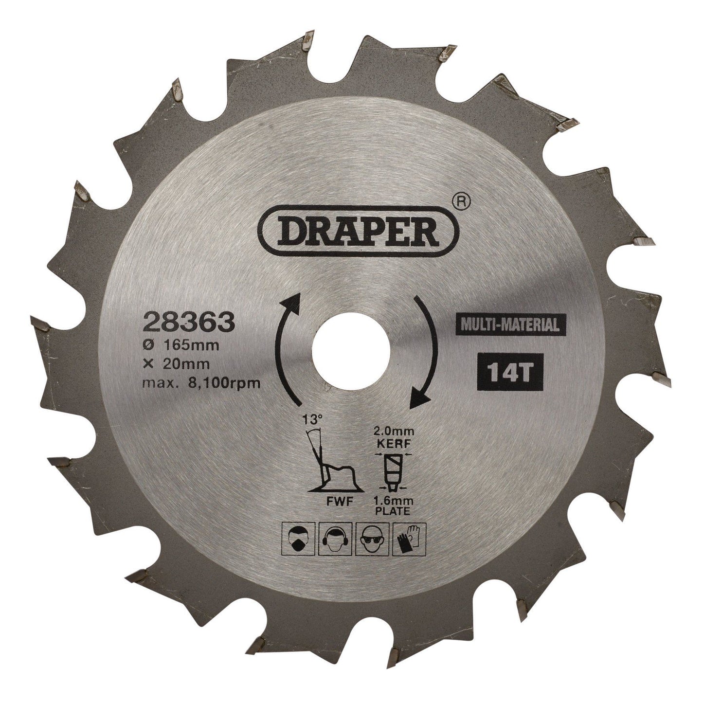 Draper Tct Saw Blade 165mm 14T Multi SBM1