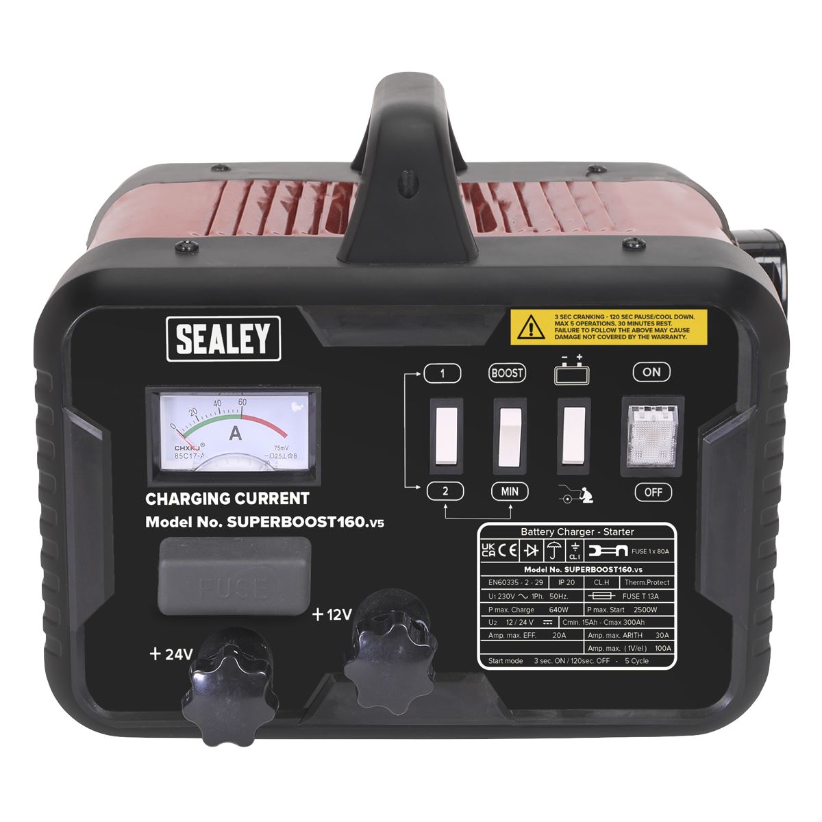 Sealey Starter/Charger 160/30Amp 12/24V 230V SUPERBOOST160