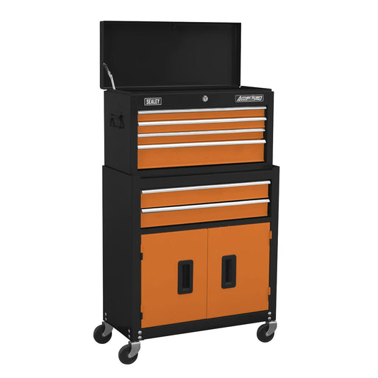 Sealey Topchest & Rollcab Combination 6 Drawer with Ball-Bearing Slides - Orange AP22O