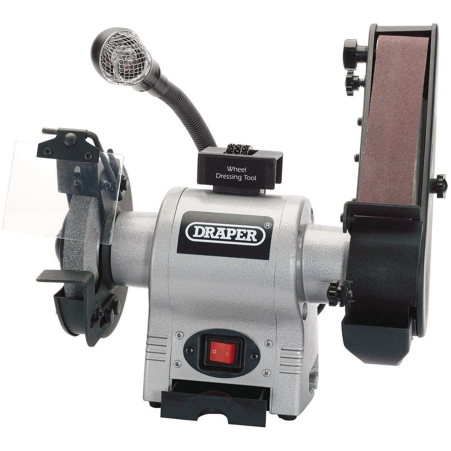 Draper 150mm Bench Grinder with Sanding Belt and Worklight (370W) - 05096