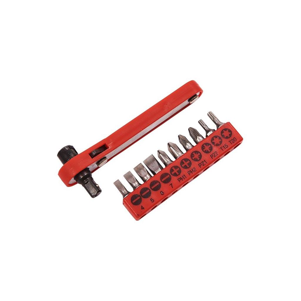 Amtech 11 Piece Offset Ratchet Screwdriver+Bits Cushion Grip Handle Tools - L1560