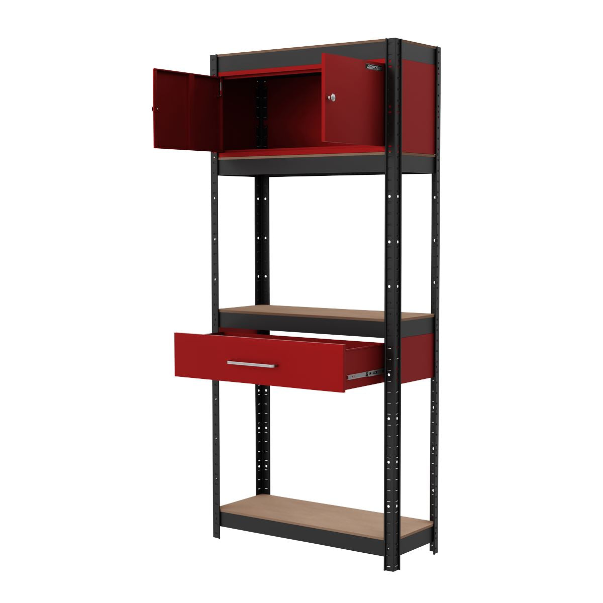 Sealey Shelving Unit 4-Tier with Cupboard and Drawer AP830R