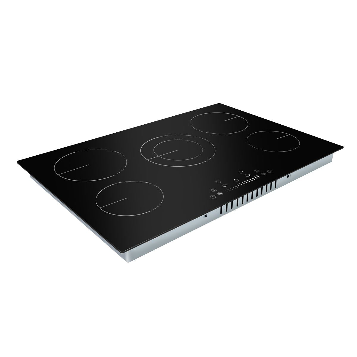 Baridi 77cm Built-In Ceramic Hob, 5 Cooking Zones, Black Glass, Touch Controls