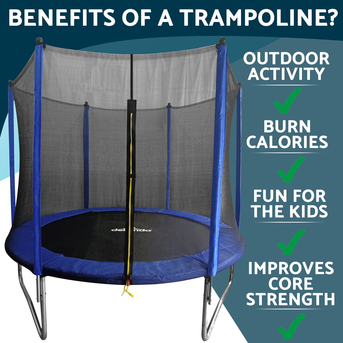 Dellonda 8ft Heavy-Duty Outdoor Trampoline with Safety Enclosure Net DL67