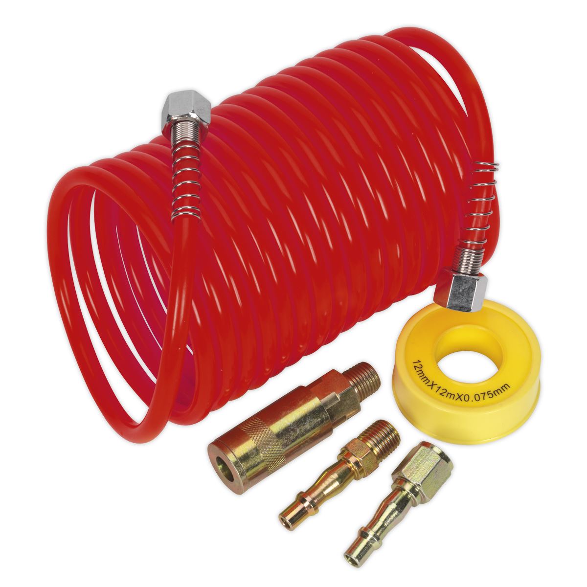 Sealey Air Hose Kit 5m x 5mm PU Coiled with Connectors AHK03