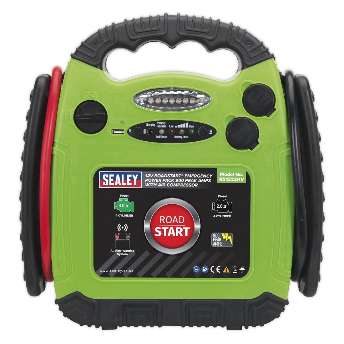 Sealey RoadStart Emergency Jump Starter+Compressor 12V 900 Peak Amp RS1322HV