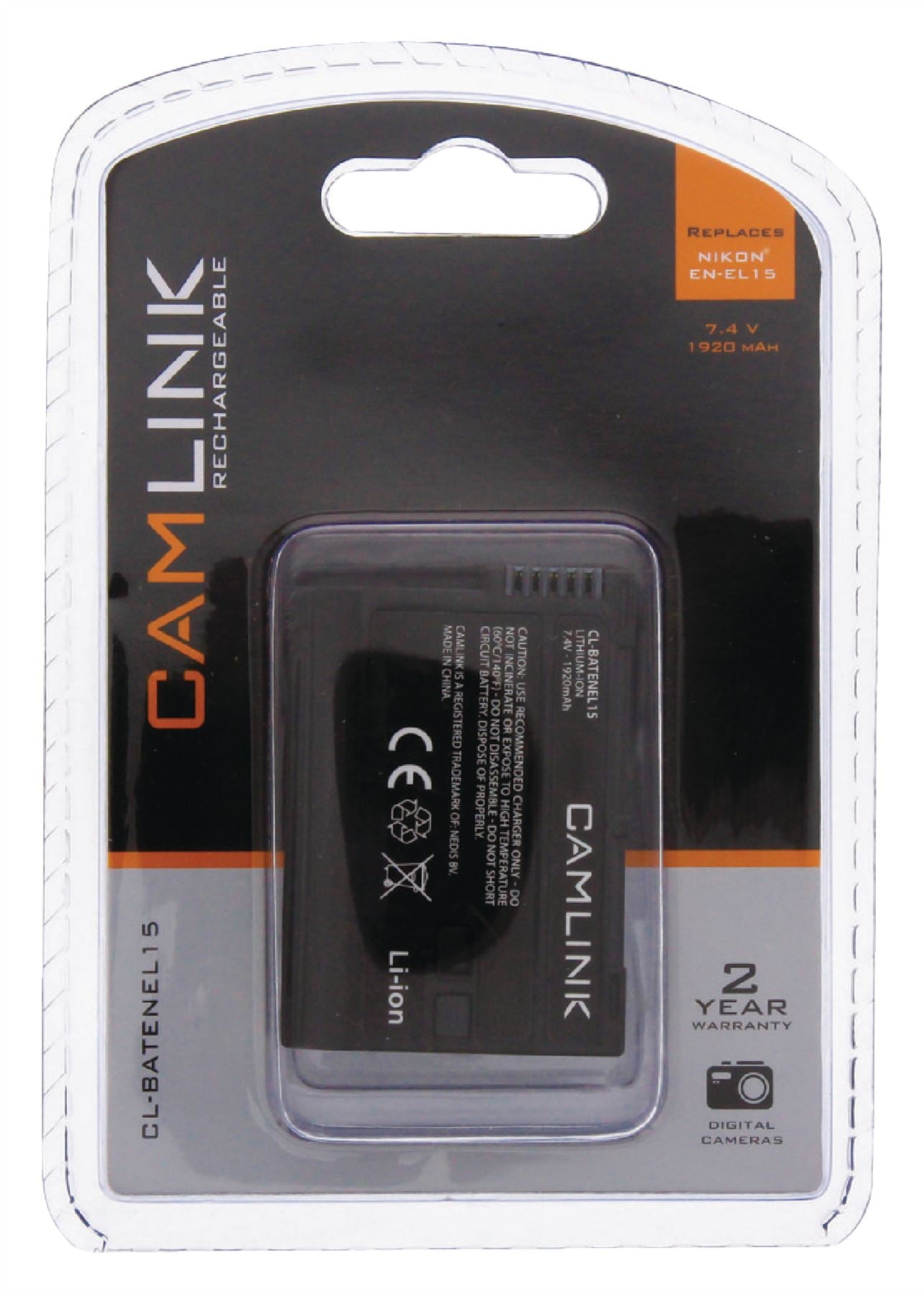 Camlink EN-EL15 Rechargeable battery for digital cameras 7.4 V 1920 mAh