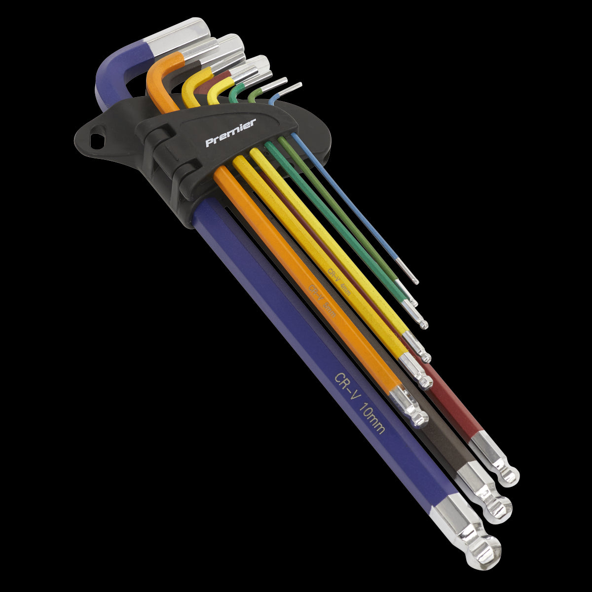 Sealey Ball-End Hex Key Set 9pc Colour-Coded Extra-Long Metric AK7191