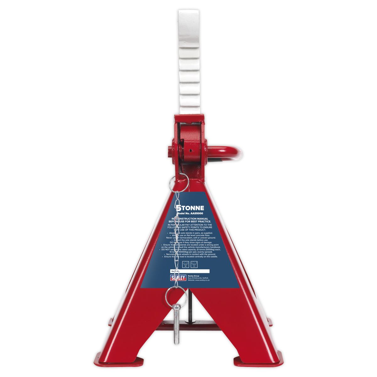 Sealey Axle Stands (Pair) 5t Capacity per Stand Auto Rise Ratchet AAS5000