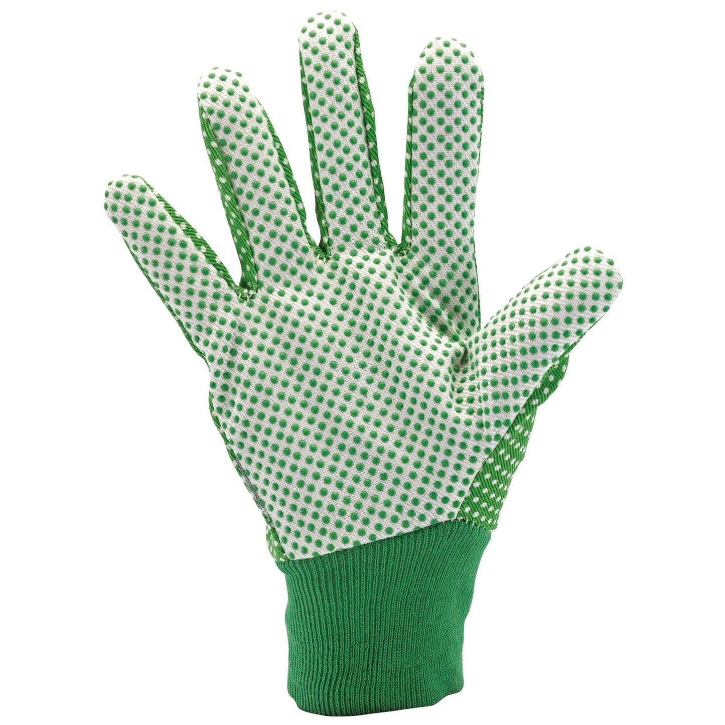 Draper Light Duty Gardening Gloves, Elastic Expander - Cotton - Green/White Dots - 82616