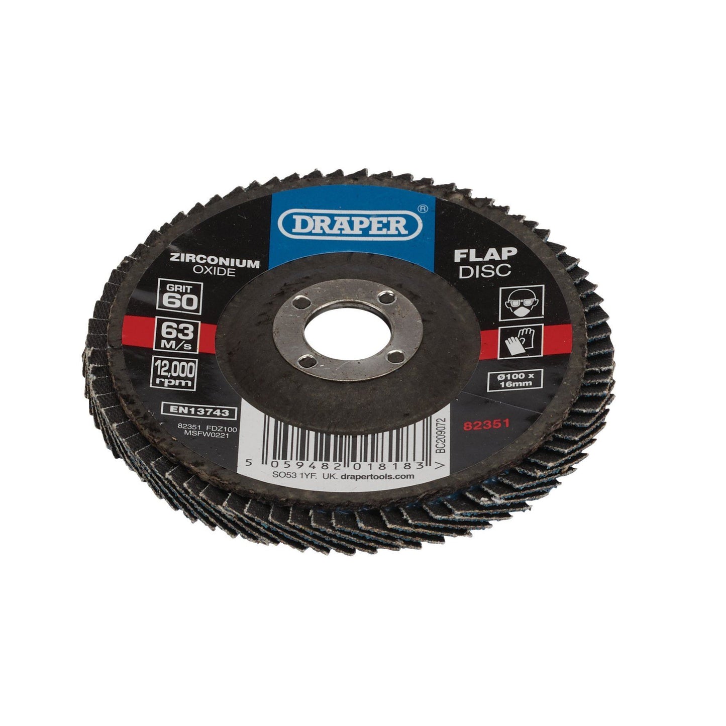 Draper 100mm Flap Disc 60G Zr FDZ100