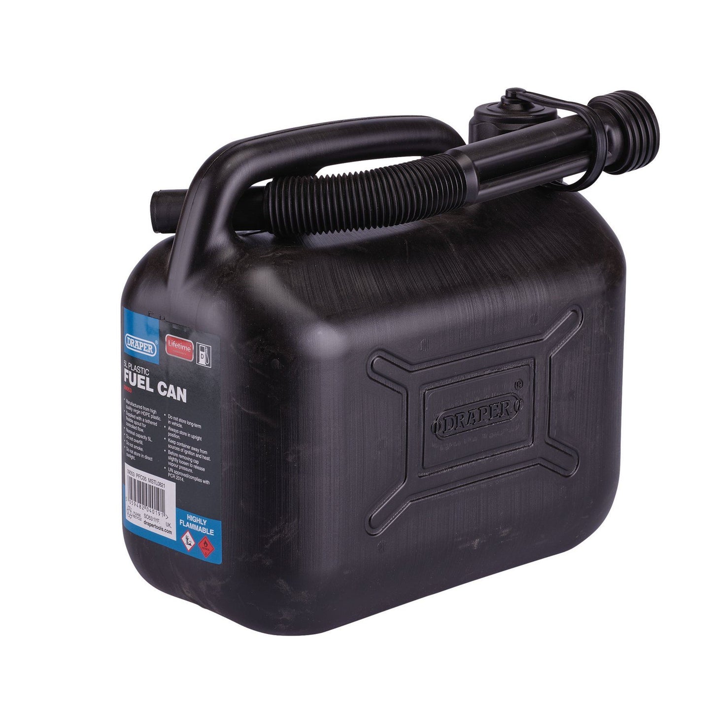 Draper Plastic Fuel Can - 5L - Black PFC05