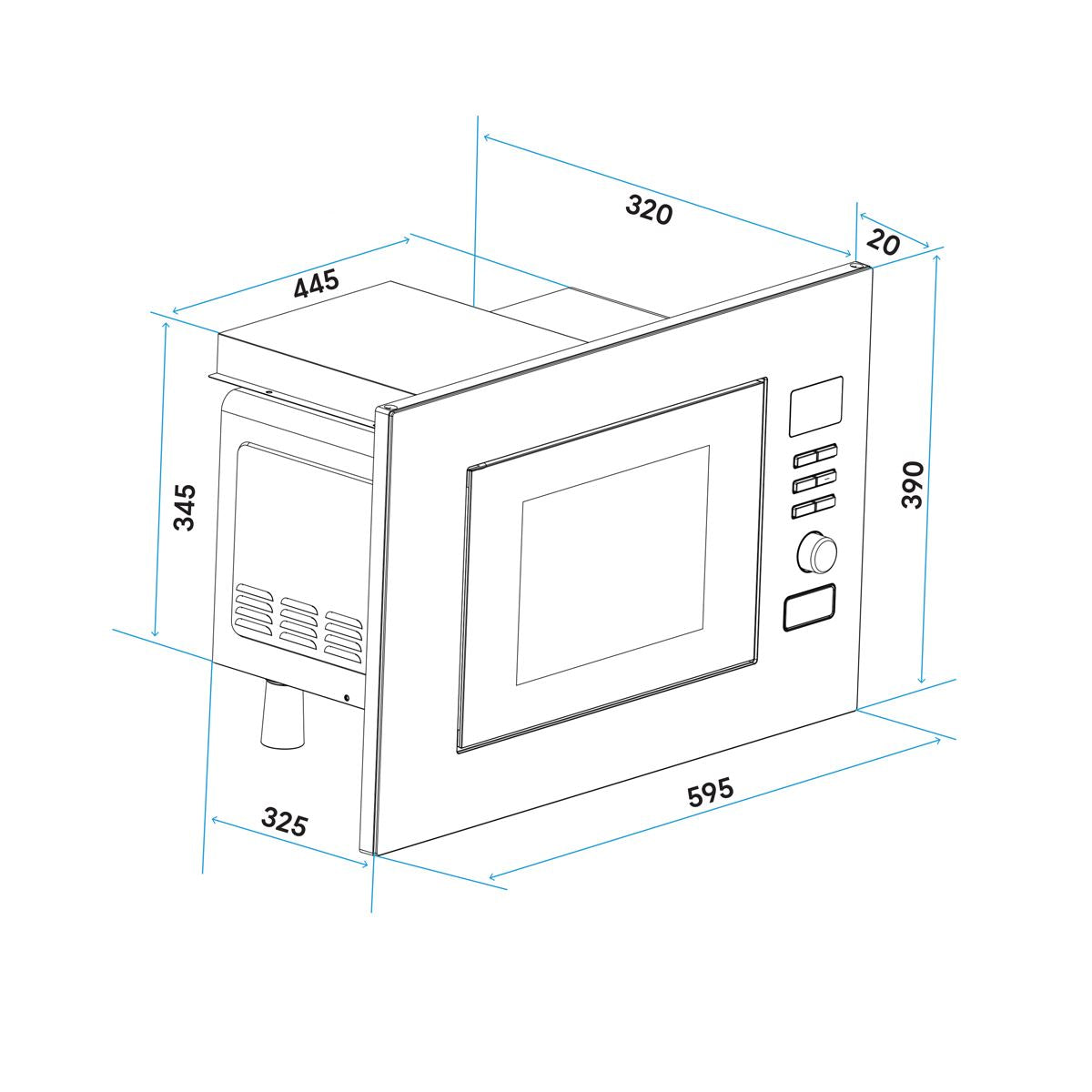 Sealey Baridi 20L Integrated Microwave Oven, 800W, Stainless Steel DH196