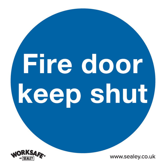 Sealey Safety Sign - Fire Door Keep Shut - Rigid Plastic-Pack of 10 SS1P10