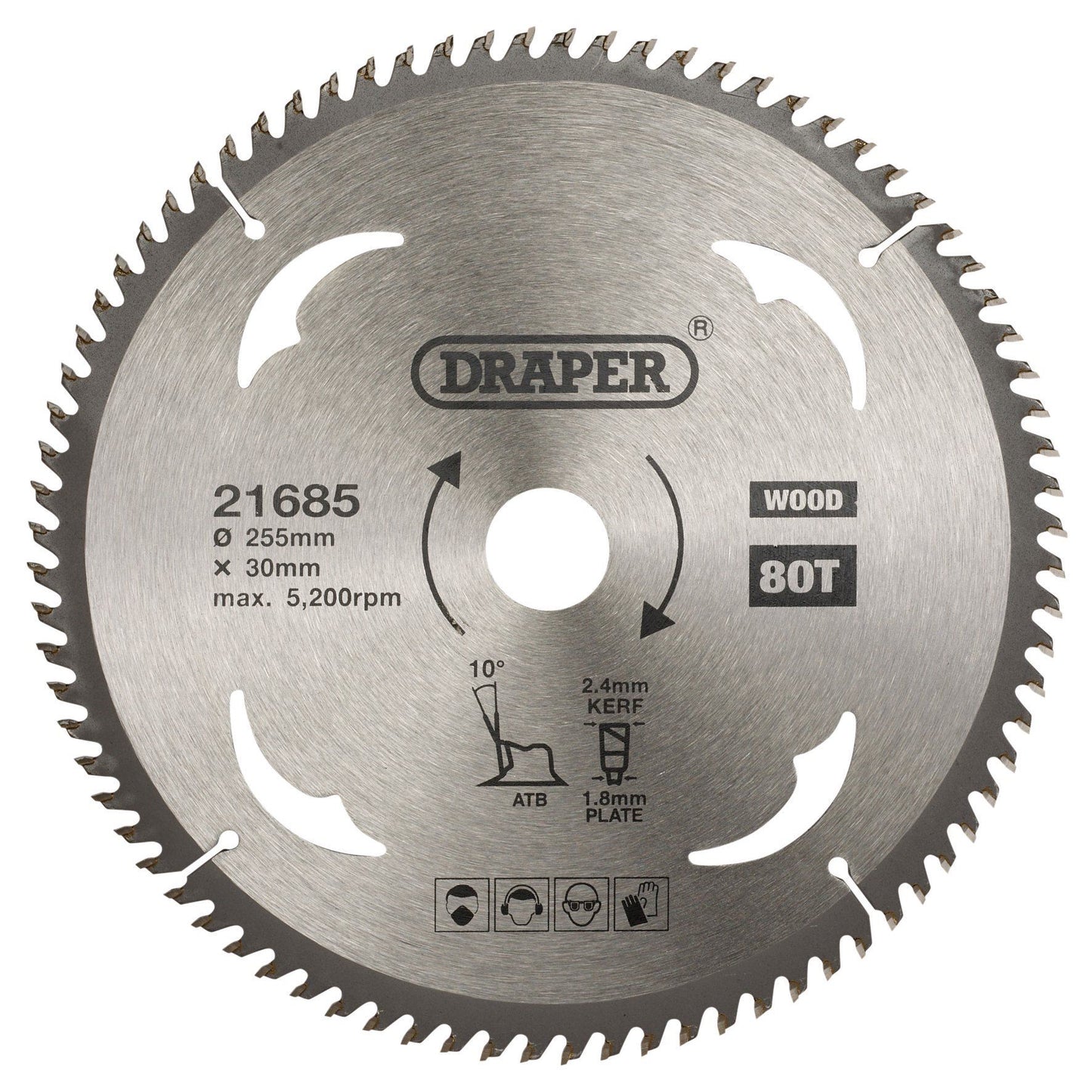 Draper Tct Saw Blade 255mm 80T Wood SBW15