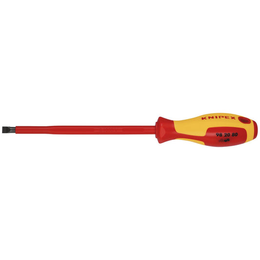 KNIPEX 98 20 80 VDE Insulated Slotted Screwdriver, 8.0 x 175mm