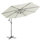 3m Banana Garden/Patio Parasol w/Crank Handle, 8 Ribs and Cover, Cream Canopy