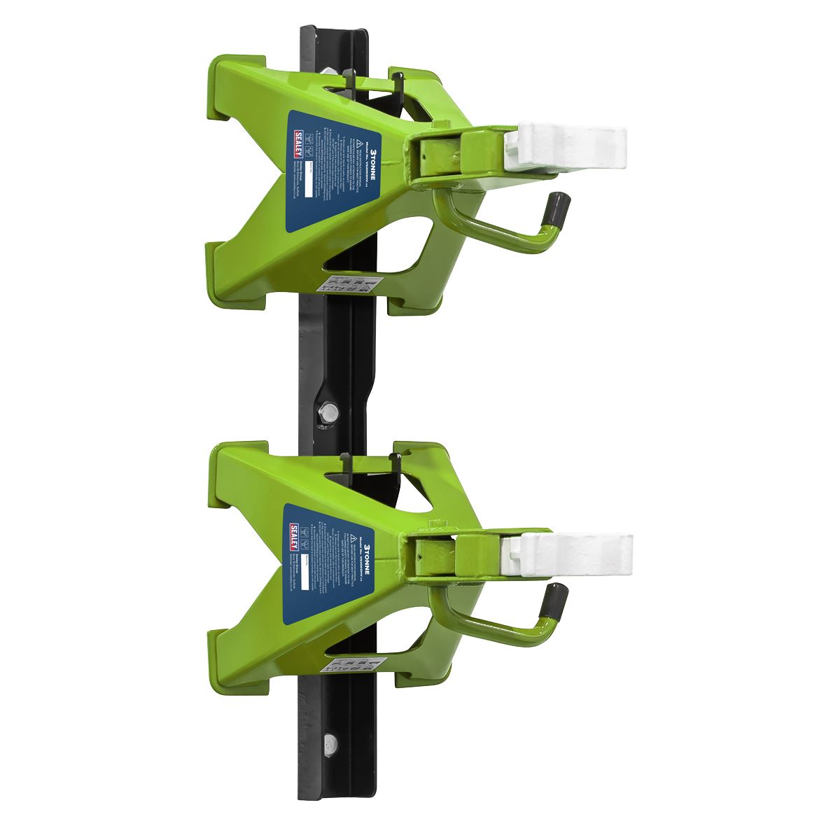 Sealey Axle Stand & Axle Stand Storage Rack Combo 3 Tonne - Hi-Vis Green VS2003HVCOMBO