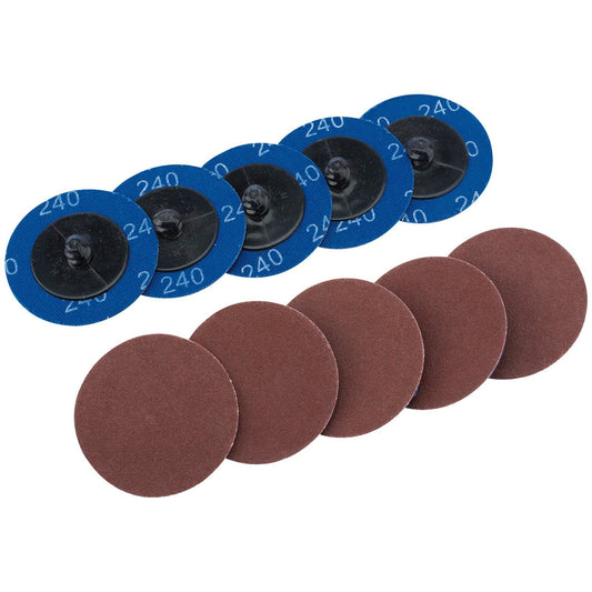 Draper 75613 Ten 50mm 240 Grit Aluminium Oxide Sanding Discs