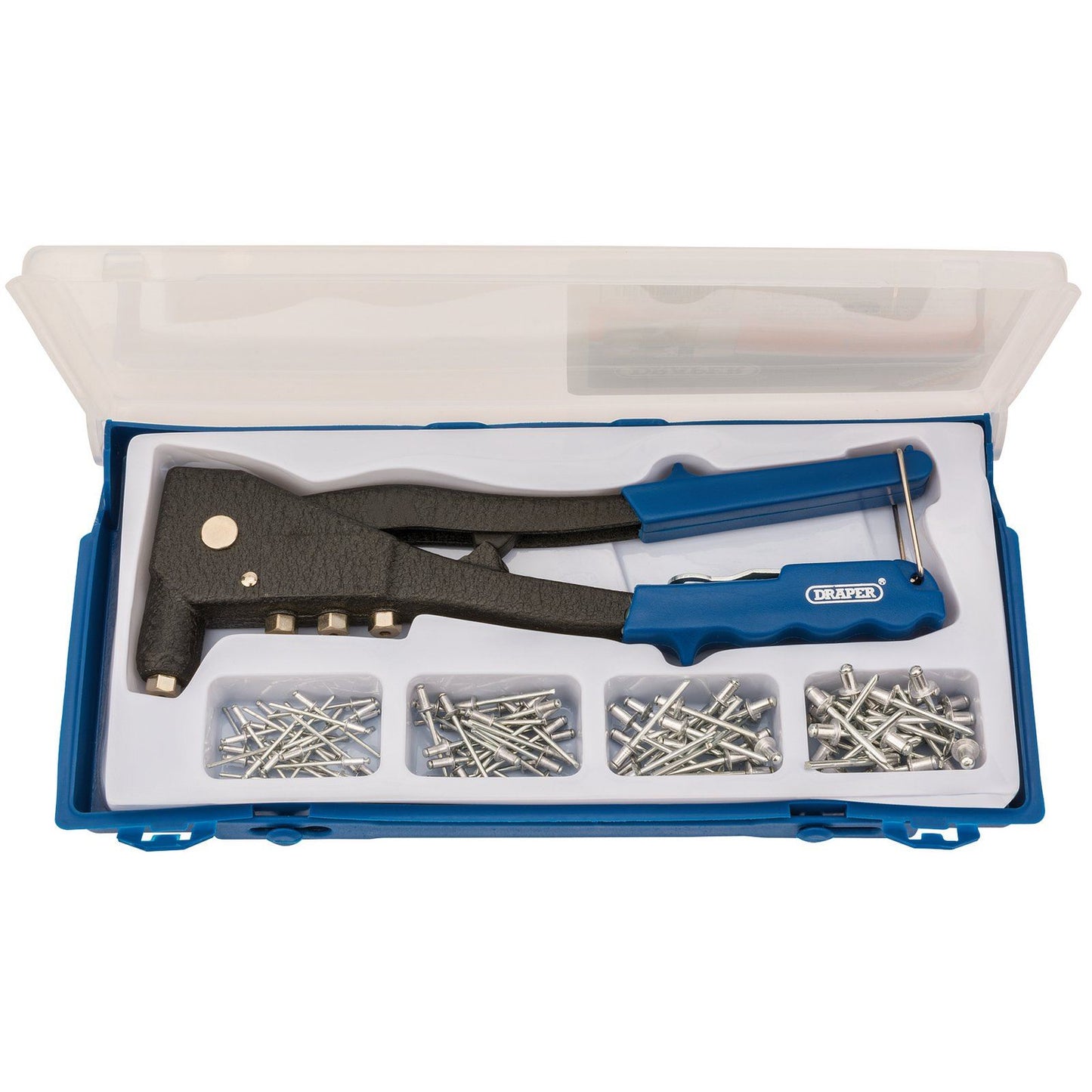 Draper Tools Rivet Gun Set Hand Riveter Kit Riveting Pliers Tools Blue 27843