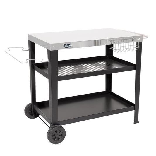 Dellonda Plancha Trolley with Utensil Holder - Stainless Steel Top DG263