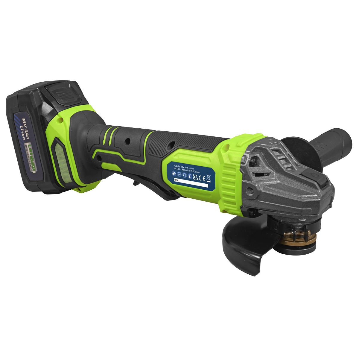 Sealey 18V 3Ah 115mm Cordless Angle Grinder - Green CP401LIHV