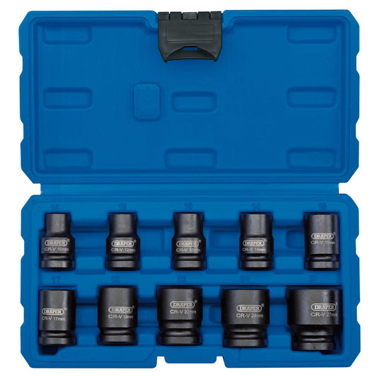 1x 10 Piece Draper 1/2" Square Drive Metric Impact Socket Set - 83092