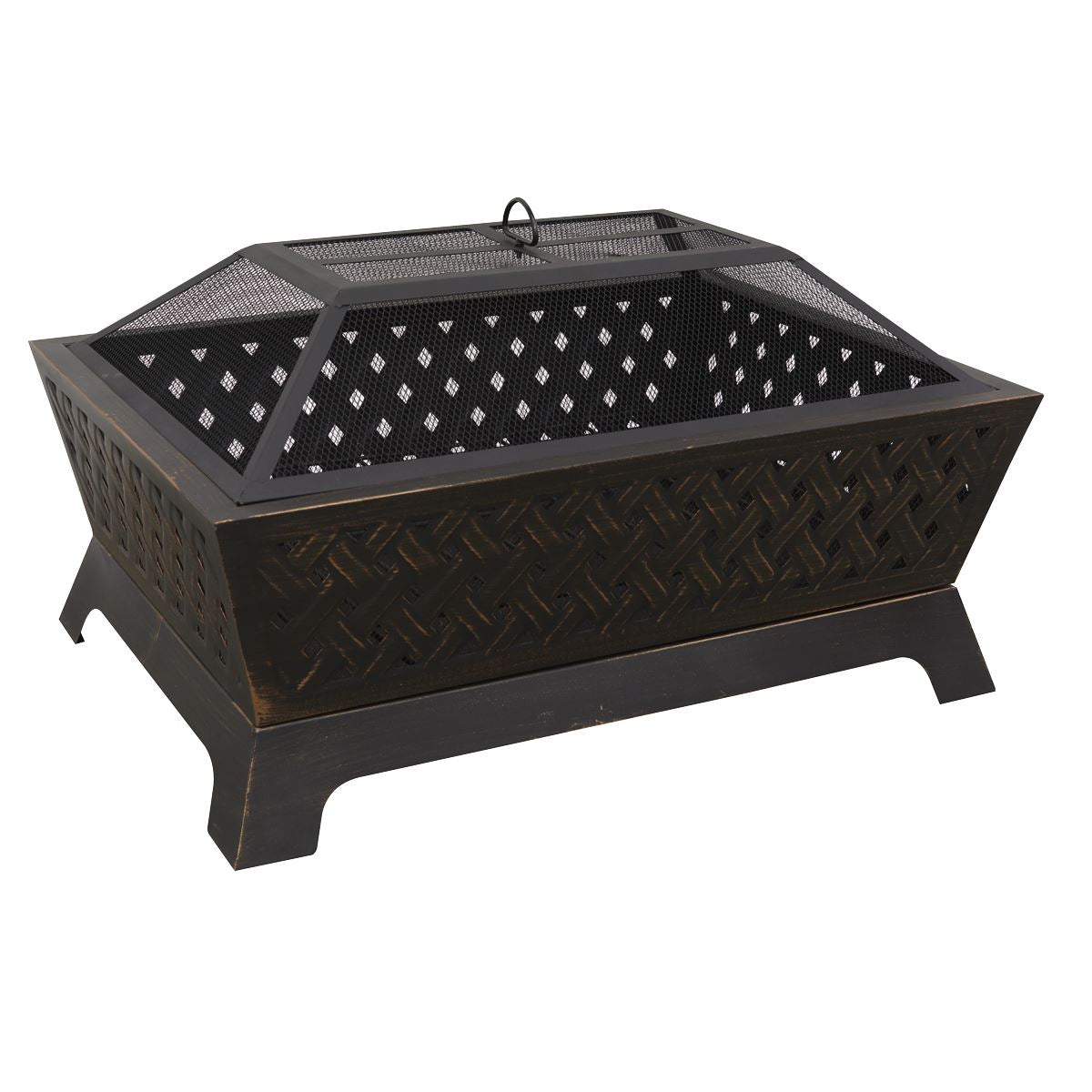 Dellonda 35" Rectangular Outdoor Fire Pit, Antique Bronze Effect DG44