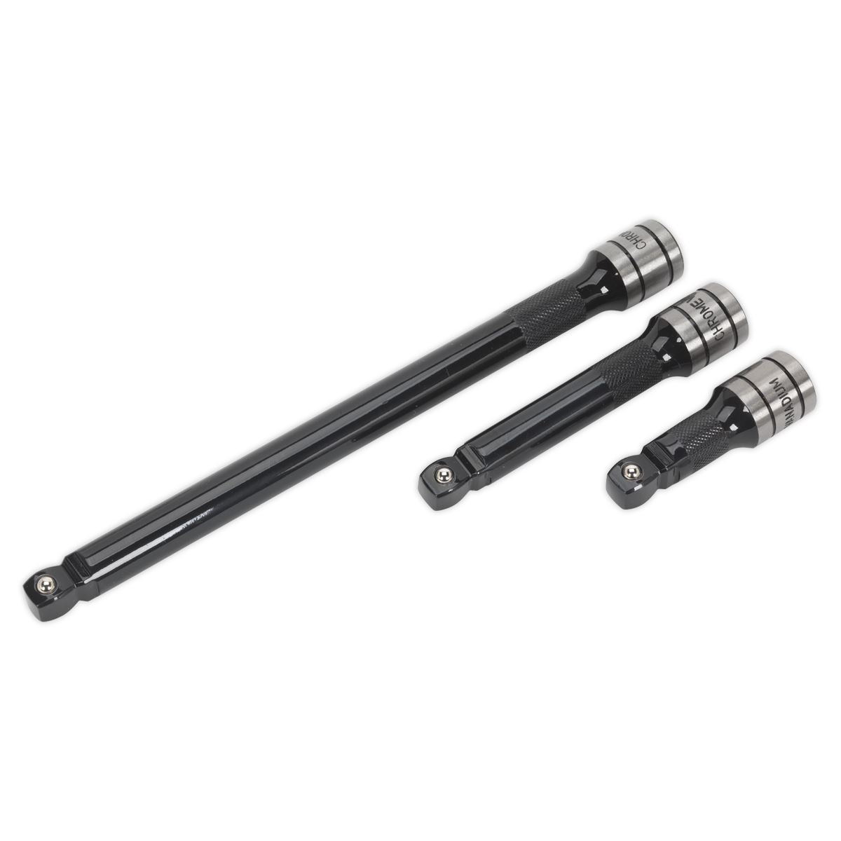 Sealey Wobble/Rigid Extension Bar Set 3pc 1/2"Sq Drive Black Series AK7692