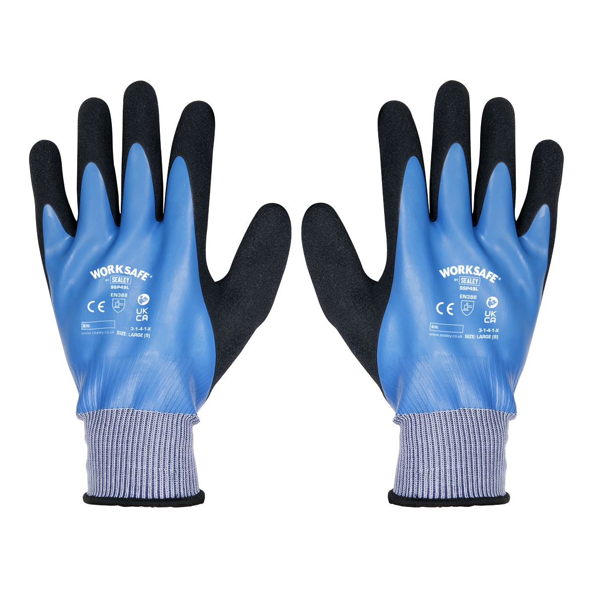 Sealey Waterproof Latex Gloves - (Large) - Pack of 6 Pairs SSP49L/6