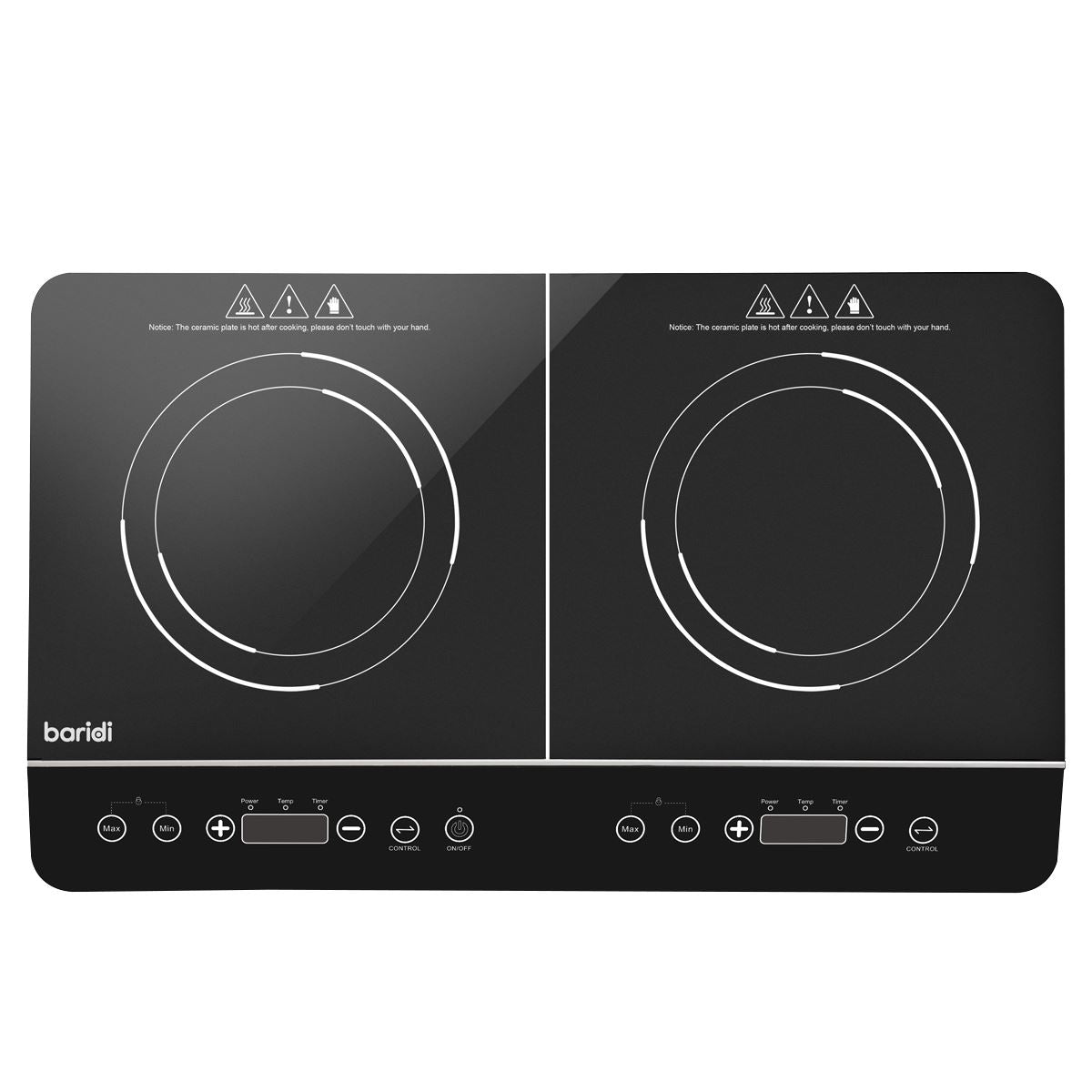 Sealey Baridi Portable Induction Hob: Two Zone Cooktop with 13A Plug, 2800W, 10 Power Settings, Touch Controls, 3-Hour Timer Function, Child Safety Lock, Black DH146