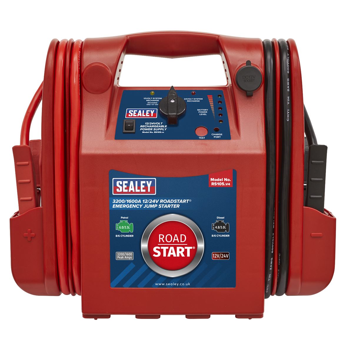 Sealey RoadStart Emergency Jump Starter 12/24V 3200/1600 Peak Amps RS105