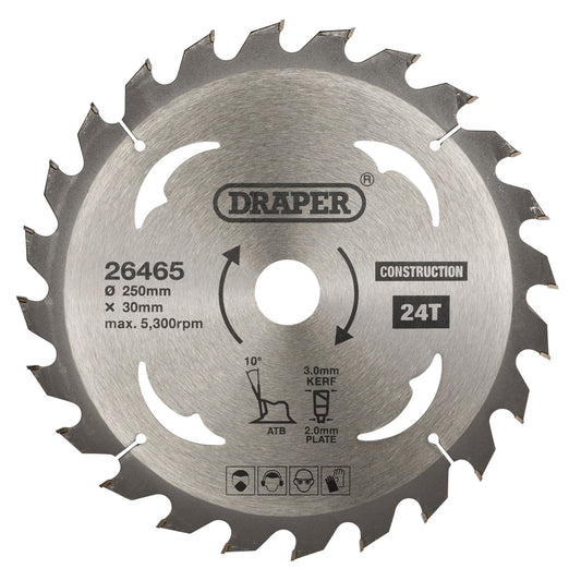 Draper Tct Saw Blade 250mm 24T Cons SBC6