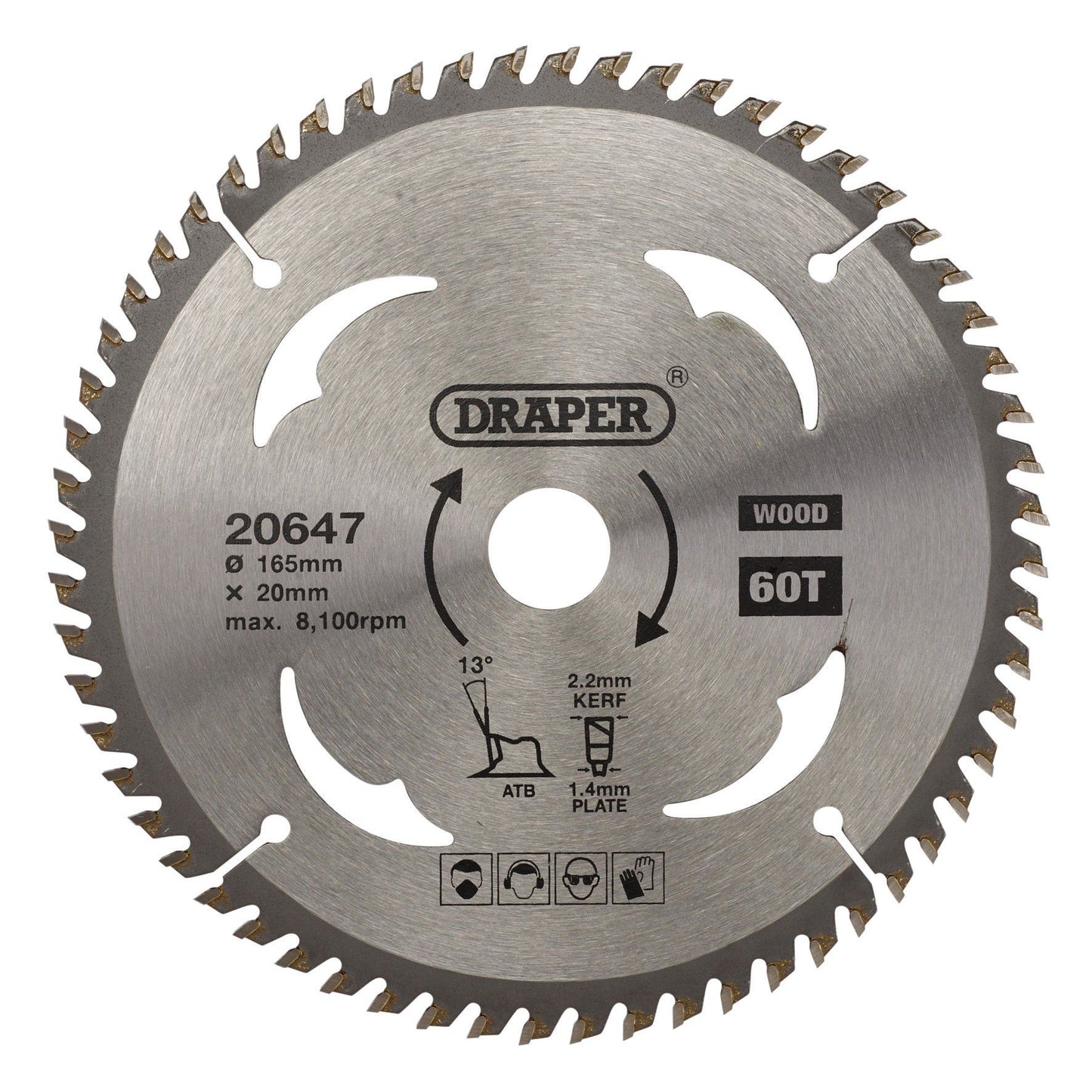 Draper Tct Saw Blade 165mm 60T Wood SBW3