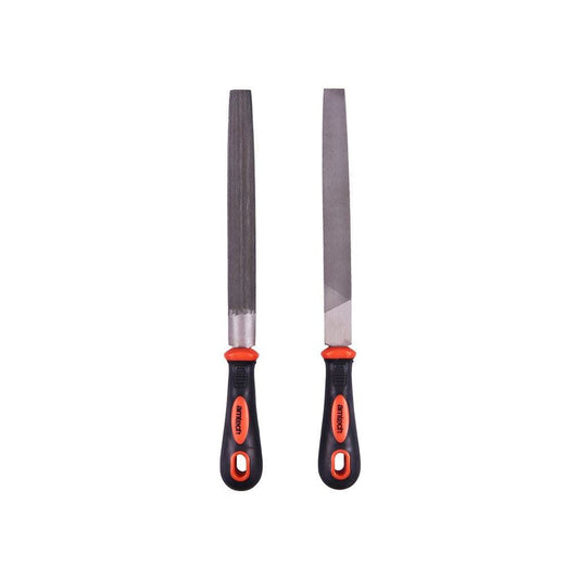 2 Piece 150mm File Set Flat & Half Round For Metal Or Plastic Comfort Handle - E1358