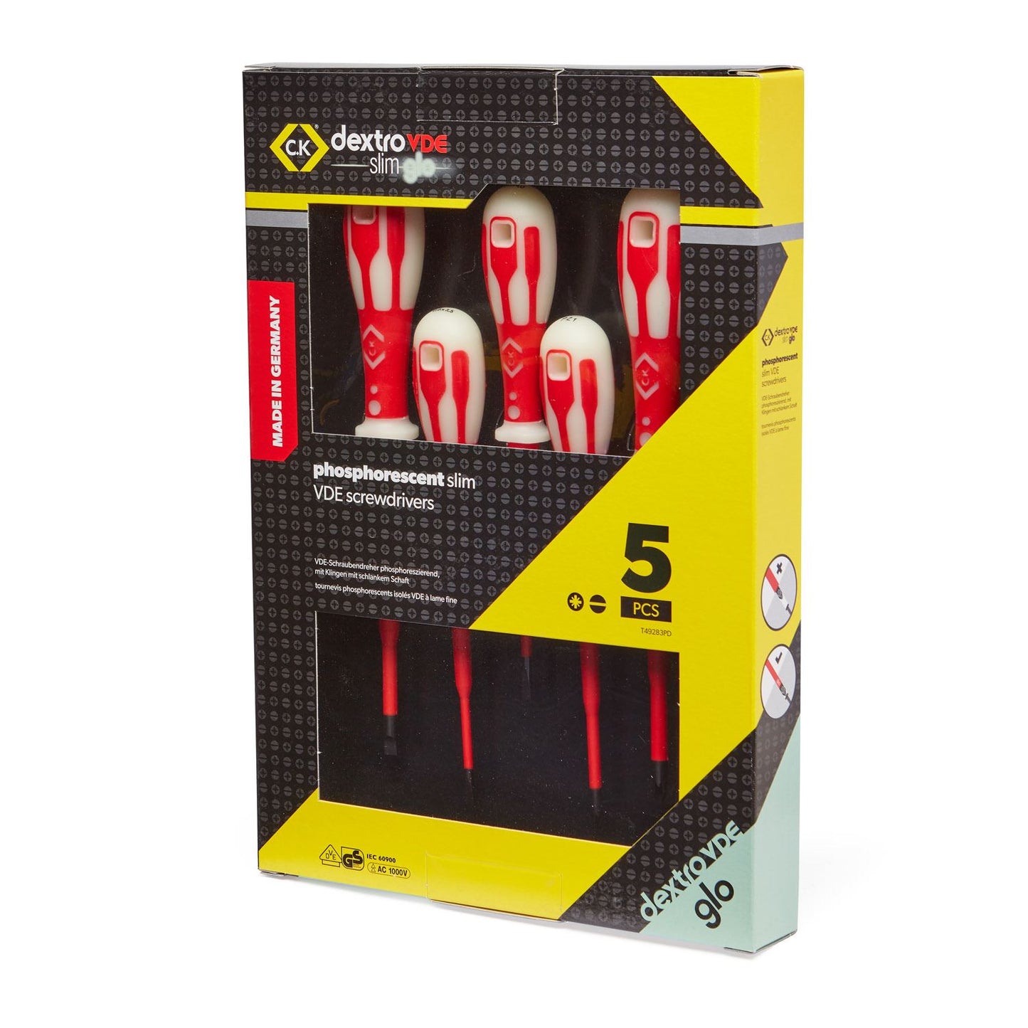 CK Tools DextroVDE Slim GLO Screwdriver Set of 5 PZ/SL T49283PD