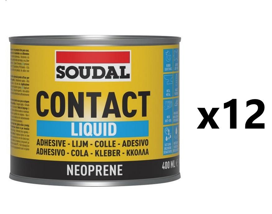 Soudal 12x Contact Adhesive Liquid - YELLOW (400ml)